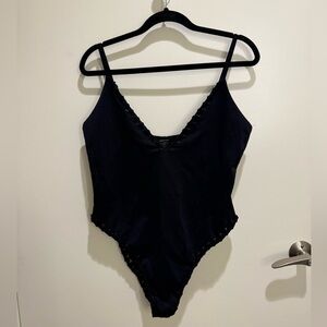 Good American Whip Stitch One-Piece Swimsuit, Black, 3XL